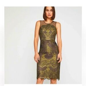 NWOT BCBGMaxAzria Metallic Lace Sheath Dress